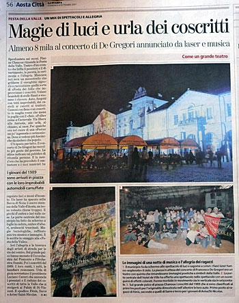 piazza chanoux aosta regione comune valle d'aosta festa della valle d'aosta illuminazione spettacolo luci multimedia regia scenes giuseppe marcello zagaria